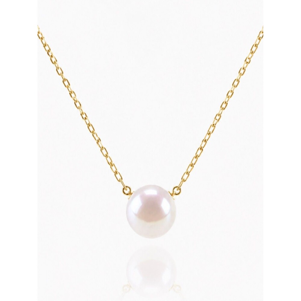 18K Gold Genuine Freshwater Pearl Pendant Necklace Dainty Pearl Chain 16-18” Lux